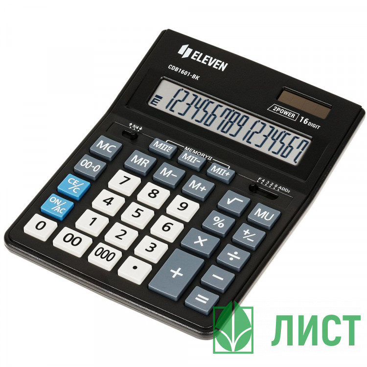 Калькулятор настольный 16 разрядов двойное питание ELEVEN Линия Бизнеса (Business Line) 205*155*35  (CDB1601BK) 000