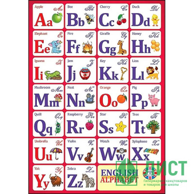 Плакат А4 Английский алфавит арт 3001129 Плакат А4 Английский алфавит арт 3001129