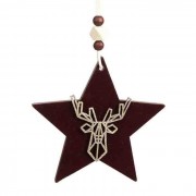 Украшение декоративное "Темно-бордовая звезда с оленем" 11см арт.82477