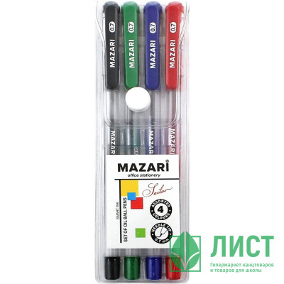 Набор ручек маслянных 4 цвета (Mazari) Sailor  в пластиковом блистере арт.M-5700-4 Набор ручек маслянных 4 цвета (Mazari) Sailor  в пластиковом блистере арт.M-5700-4
