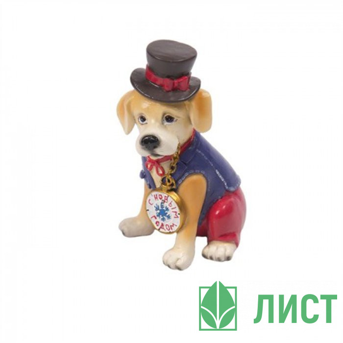 Статуэтка символ года Собака в цилиндре 10см арт.75586