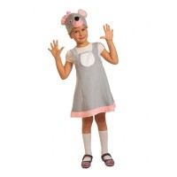 Костюм для девочки Мышка серая (платье,маска) р.32/122 ткань арт.2027