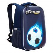 Ранец для мальчиков школьный (Grizzly) арт.RAw-397-3/1 синий 26х37х16 см