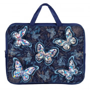 Папка А4 текстиль на молнии ручка-тесьма широкая боковинка Оникс Полёт бабочек арт.ПМД 4-20