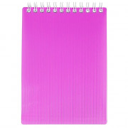 Блокнот А6 пластиковая обложка на гребне 80 листов (Hatber) LINE NEON Розовый арт.80Б6В1гр_03033