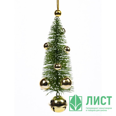 Украшение декор.подвеска металл/пластик. "Ёлочка с бубенчиком" 19,5*7см цв.зелен/золото арт.91022 Украшение декор.подвеска металл/пластик. "Ёлочка с бубенчиком" 19,5*7см цв.зелен/золото арт.91022