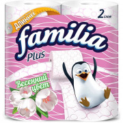 Бумага туалетная 2-слоя втулка 4 рулона в упаковке Весенний цветок Familia Plus