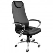 Кресло для руководителя хром/эко-кожа/сетка AV 144 CH черный