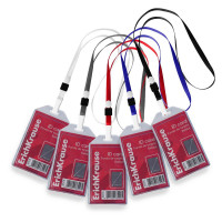 Бейдж вертикальный 54х85мм ErichKrause с клипсой на цветной ленте арт.62080 (Ст.50/2000)