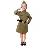 Костюм для девочки Солдатка (платье,пилотка,ремень) р.30(116) хлопок арт.2125 к-21-30-116