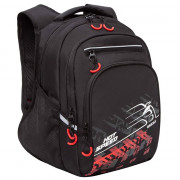 Рюкзак для мальчика школьный (Grizzly) арт.RB-350-3/1 черный-красный 26х38х20 см