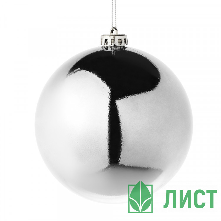 Шар пластик 14см "Глянец" цв.серебро арт.372-503