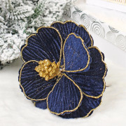 Украшение декор. "Цветок. Магнолия изящная" 16см цв.сапфир/золото арт.196-0972