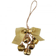 Украшение декор.подвеска металл. "Бубенчики с декором" 19*8см, гроздь цв.золото арт.91038