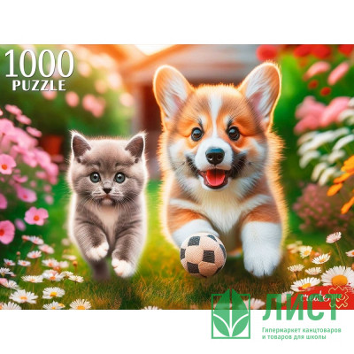 Пазл 1000 элементов Корги и британский котенок (РК) арт.ХП1000-8279 Пазл 1000 элементов Корги и британский котенок (РК) арт.ХП1000-8279