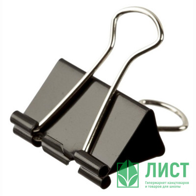 Зажим для бумаги металлический 19мм черный арт.15-1608 Зажим для бумаги металлический 19мм черный арт.15-1608