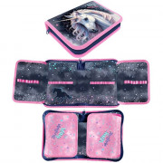Пенал 1 отделение с 2 откидными планками (Оникс) ПКТ 09-20 Звездный единорог Maxi 200х140х40мм ткань