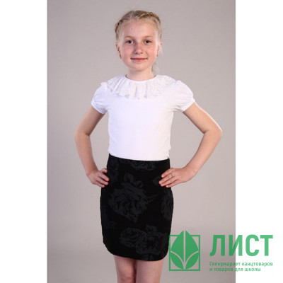 Джемпер для девочки трикотажная (Ликру) короткий рукав цвет белый арт.7000 Фиона размерный ряд 36/146-42/164 Джемпер для девочки трикотажная (Ликру) короткий рукав цвет белый арт.7000 Фиона размерный ряд 36/146-42/164