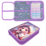 Пенал 1 отделение с 2 откидными планками (Оникс) ПКТ 09-20-1 Аниме с зайкой Maxi 200х140х40мм ткань