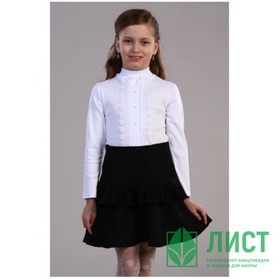 Джемпер для девочки трикотажный (Ликру) длинный рукав цвет голубой арт.1030 размер 128 Джемпер для девочки трикотажный (Ликру) длинный рукав цвет голубой арт.1030 размер 128