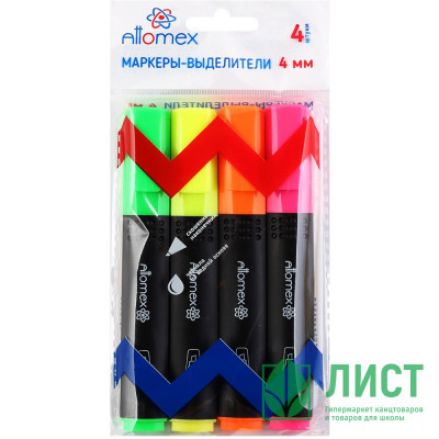 Маркер флуорисцентный  Attomex 1-4мм набор 4шт желтый/зеленый/оранжевый/розвый арт.5045304 Маркер флуорисцентный  Attomex 1-4мм набор 4шт желтый/зеленый/оранжевый/розвый арт.5045304