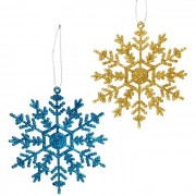 Украшение декоративное "Зимние снежинки" 02шт/набор 9,5см синий/золото арт.916-688