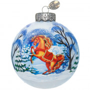 Шар стекло 10см (серия Символ года) "Конь зимний 1" п/у арт.КУ-100-254025/1