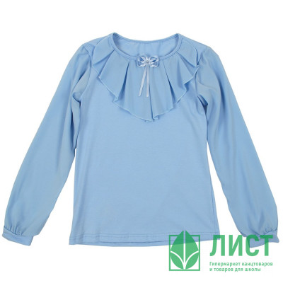 Джемпер для девочки трикотажный (Ликру) длинный рукав цвет голубой арт.0011 МИЛЕНУШКА размерный ряд 36/146-42/164 Джемпер для девочки трикотажный (Ликру) длинный рукав цвет голубой арт.0011 МИЛЕНУШКА размерный ряд 36/146-42/164