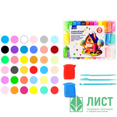 Пластилин супер легкий для лепки 36 цветов (Mazari) 3 стека арт.M-4199-36 Пластилин супер легкий для лепки 36 цветов (Mazari) 3 стека арт.M-4199-36