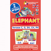 Карточки обучающие (Айрис) Англ4 Слон Elephant Читаем C, G, SH, CH, PH 48 карточек арт 23725