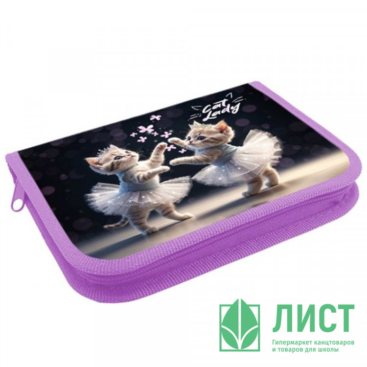 Пенал 1 отделение Оникс ПКТ 04-20 Кошачий балет (Cat ballet) 190х130мм полиэстер арт.87646
