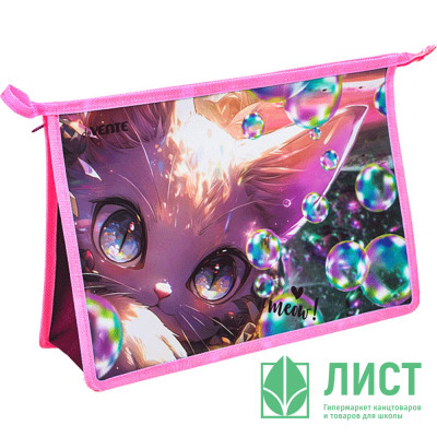 Папка школьная для тетрадей А4 на молнии кожзам (deVENTE) Lovely Cat с ручкой арт.8056413 Папка школьная для тетрадей А4 на молнии кожзам (deVENTE) Lovely Cat с ручкой арт.8056413