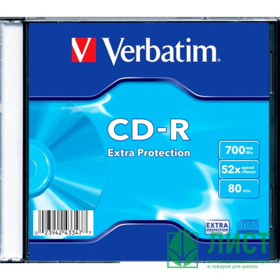 Диск CD-R Verbatim 700Мб 80мин 52x Slim Case (ст.10) упаковка Диск CD-R Verbatim 700Мб 80мин 52x Slim Case (ст.10) упаковка
