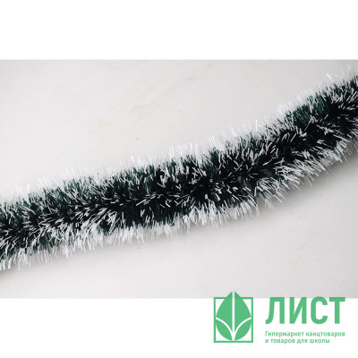 Мишура 05*200см №25 &quot;Норка&quot; цв.зеленый с белыми кончиками (Ст.90) Мишура 05*200см №25 "Норка" цв.зеленый с белыми кончиками (Ст.90)