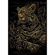 Гравюра А4 Леопард в джунглях золото (РК) арт.Г-0508