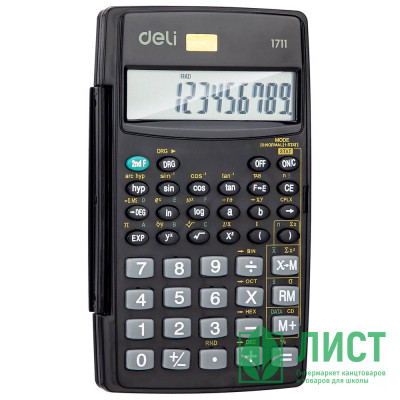 Калькулятор настольный 10 разрядный Deli 125*77*16 (E1711) черный, встроенный аккумулятор Калькулятор настольный 10 разрядный Deli 125*77*16 (E1711) черный, встроенный аккумулятор