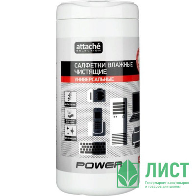 Салфетки Attache Selection Power универс, туба, а/бакт,а/стат, 100 шт Салфетки Attache Selection Power универс, туба, а/бакт,а/стат, 100 шт