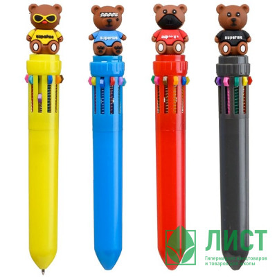 Ручка многоцветная 10-цветная (MC Basir) Мишка superme арт.МС-5519 Ручка многоцветная 10-цветная (MC Basir) Мишка superme арт.МС-5519