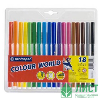 Фломастеры (Centropen) Colour World Washable 18 цветов арт 7550/18 TP / 7790/18 TP Фломастеры (Centropen) Colour World Washable 18 цветов арт 7550/18 TP / 7790/18 TP