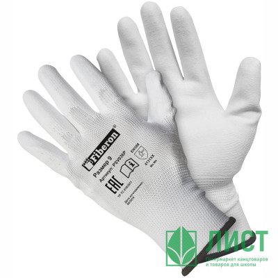 Перчатки "Для точных работ", полиэстер, полиуретановое покрытие, 9(L), белые, Fiberon, PSV036P Перчатки "Для точных работ", полиэстер, полиуретановое покрытие, 9(L), белые, Fiberon, PSV036P