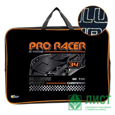 Папка А3 текстиль на молнии ручка-тесьма (ОНИКС) Pro racer широкая боковинка арт.ПМД 3-22-4 Папка А3 текстиль на молнии ручка-тесьма (ОНИКС) Pro racer широкая боковинка арт.ПМД 3-22-4