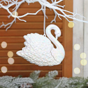 Украшение декор.подвеска пластик (Серия жемчужная) "Лебель грациозый" 12,5см арт.916-2102