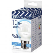 Лампа светодиодная Е27 10Вт 4500К (холодный) Ergolux шар (Ст.10)