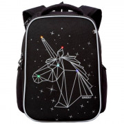 Рюкзак для девочек школьный (GRIZZLY) арт RG-165-1/1 черный 26х36х17 см