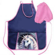 Фартук для детского творчества Оникс арт ФН-31-1 тонкий с карманами, с нарукавниками Звёздный единорог 535*445 мм