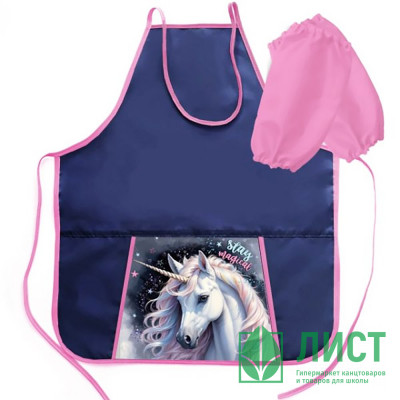 Фартук для детского творчества Оникс арт ФН-31-1 тонкий с карманами, с нарукавниками Звёздный единорог 535*445 мм Фартук для детского творчества Оникс арт ФН-31-1 тонкий с карманами, с нарукавниками Звёздный единорог 535*445 мм