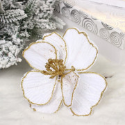 Украшение декор. "Цветок. Магнолия изящная" 16см цв.белый/золото арт.196-0971