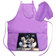 Фартук для детского творчества Оникс арт ФН-31-1 тонкий с карманами, с нарукавниками Кошачий балет (Cat ballet) 535*445 мм