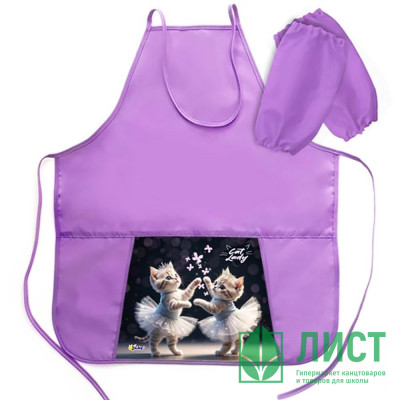 Фартук для детского творчества Оникс арт ФН-31-1 тонкий с карманами, с нарукавниками Кошачий балет (Cat ballet) 535*445 мм Фартук для детского творчества Оникс арт ФН-31-1 тонкий с карманами, с нарукавниками Кошачий балет (Cat ballet) 535*445 мм