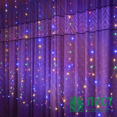 Гирлянда эл.д/дома занавес Дождь/Брилиант 3*3м 300LED (св.провод) цв.мульти 8реж. д/у арт.725-0582 Гирлянда эл.д/дома занавес Дождь/Брилиант 3*3м 300LED (св.провод) цв.мульти 8реж. д/у арт.725-0582